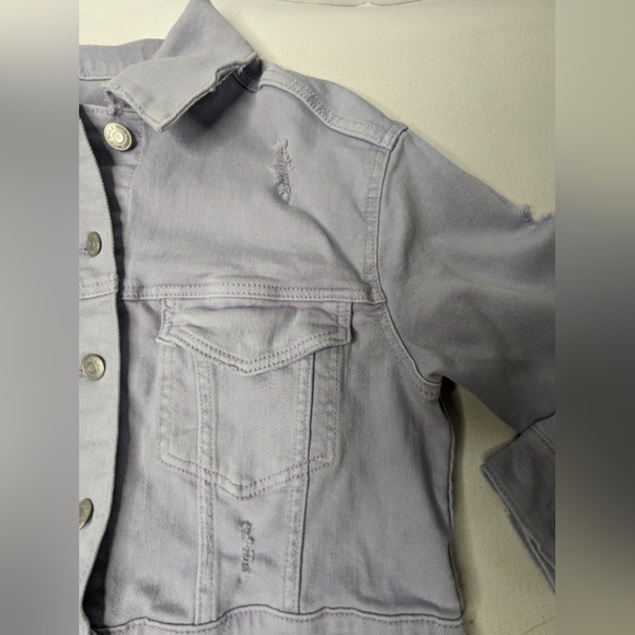 Wild Fable Denim Cropped Jean Jacket Women's size S distressed Lavender W-1 - Picture 5 of 8